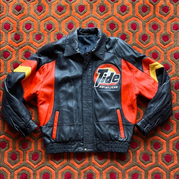 MAKE OFFER! Tide Racing Team Leather Jacket Men's Small/Med coat - Picture 2 of 11